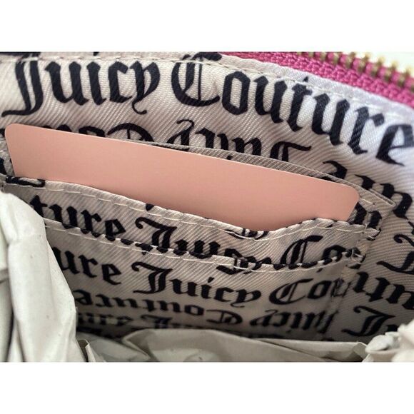 Juicy Couture Cherry On Top Mini Wristlet Bag Raspberry Tart Pink Charm NEW - Picture 12 of 13